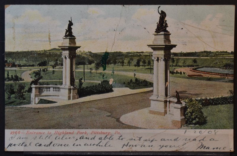Pittsburgh, PA - Entrance to Highland Park - 1908