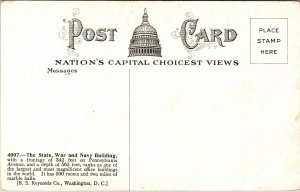 State War Navy Building Washington DC WB Postcard VTG UNP BS Reynolds Vintage 