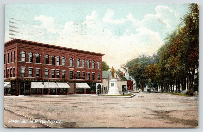 Rochester NH~Square~Parson Amos Main~Giuseppe Moretti Statue~Loan & Banking~1908 