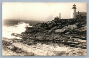 PEMAQUID POINT ME LIGHTHOUSE VINTAGE REAL PHOTO POSTCARD RPPC