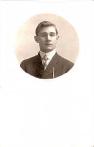 RPPC Young Man Arthur Box 414 Fargo ND 1914 Real Photo Postcard