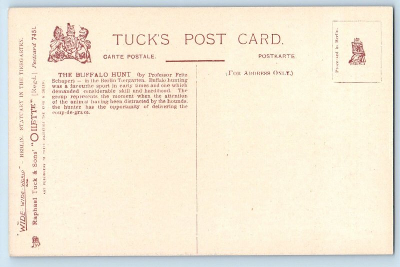 Berlin Germany Postcard Germanische Buffeljagd c1930s Oilette Tuck Art