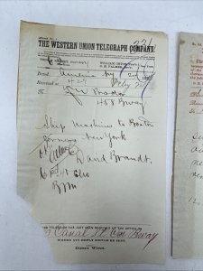1870 Western Union Telegraph Half Rate Messages Singer Sewing Machine Letters