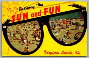 Postcard Virginia Beach VA c1970s Enjoying the Sun and Fun Sunglass Dual View
