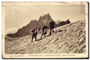 Old Postcard Chamonix Traversee of sea ice and Charmoz