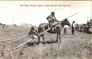 Native American  PIEGAN SQUAW With TRAVOIS & PAPOOSE  Blackfeet Indian  Postcard