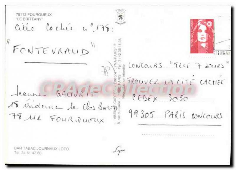 Postcard Modern Semi Fourqueux Le Brittany bar tobacco newspapers lotto