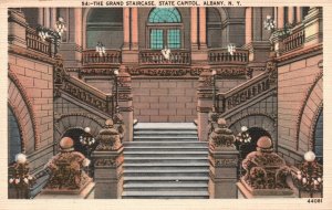 Vintage Postcard 1930's The Grand Staircase State Capitol Albany New York NY