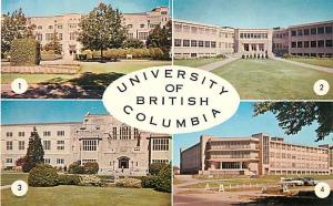 Four View Postcard of Buildings at The University of British Columbia