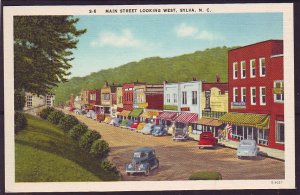 P1414 vintage unused postcard many old cars looking west sylva north carolina