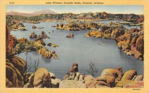 LAKE WATSON Granite Dells, Prescott, Arizona c1940s Vintage Linen Postcard