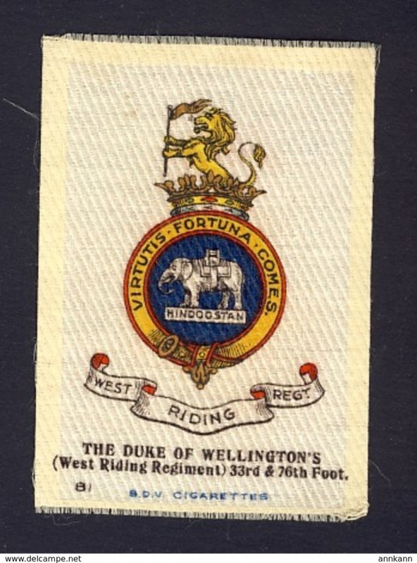 West Riding Regiment - The Duke of Wellington Cigarette Silk B D. V. Cigarettes