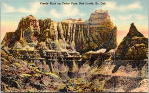 Postcard SD Bad Lands National Monument - Castle Rock on Cedar Pass