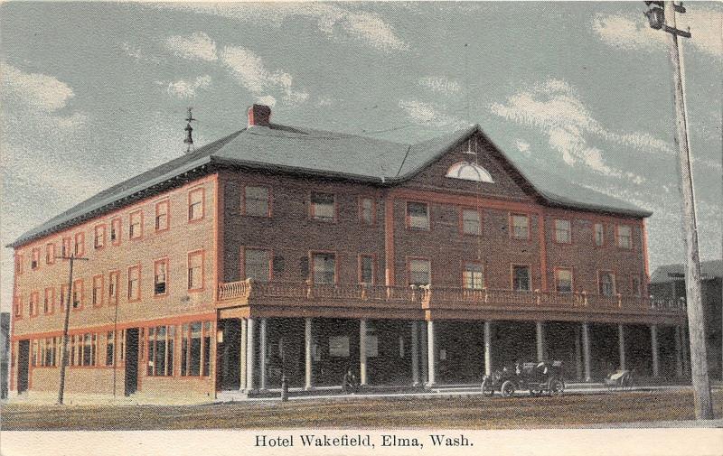 Elma Washington~Hotel Wakefield~Man Sitting in Front~Vintage Car in Street~c1910