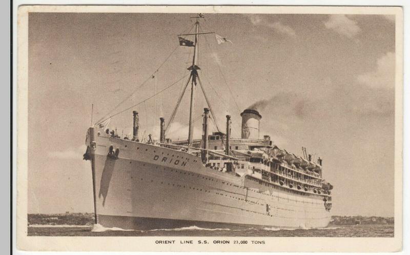 Shipping; Orient Line SS Orion Official PPC, 1938 Grays PMK 