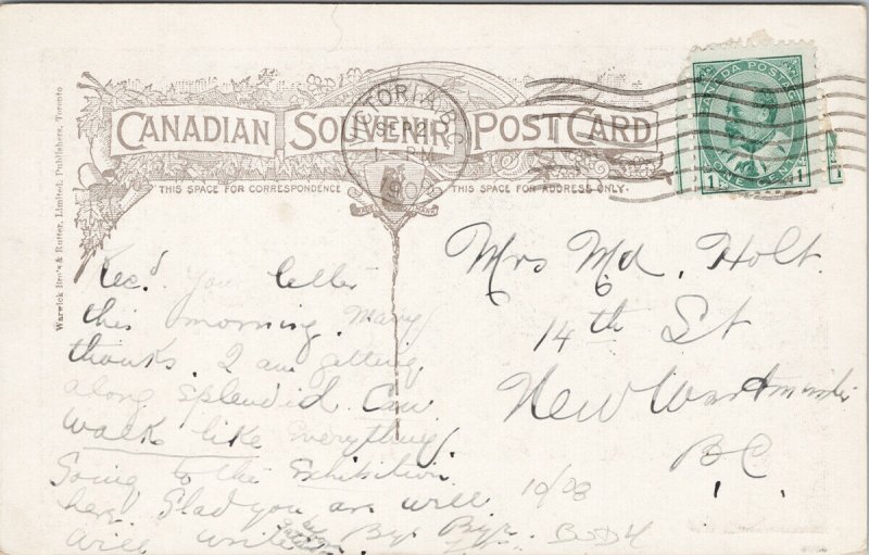 Victoria BC Large Letter Black & White c1909 Warwick & Rutter Postcard G5 