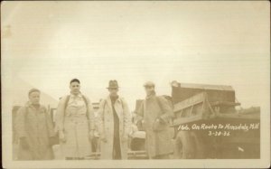 Men Trench Coats En Route to Hinsdale NH Dump Truck 1936 Real Photo Postcard