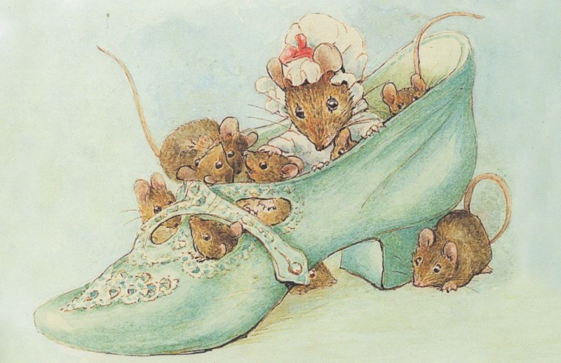 There Was An Old Woman Who Lived In A Shoe Nursery Rhyme Postcard