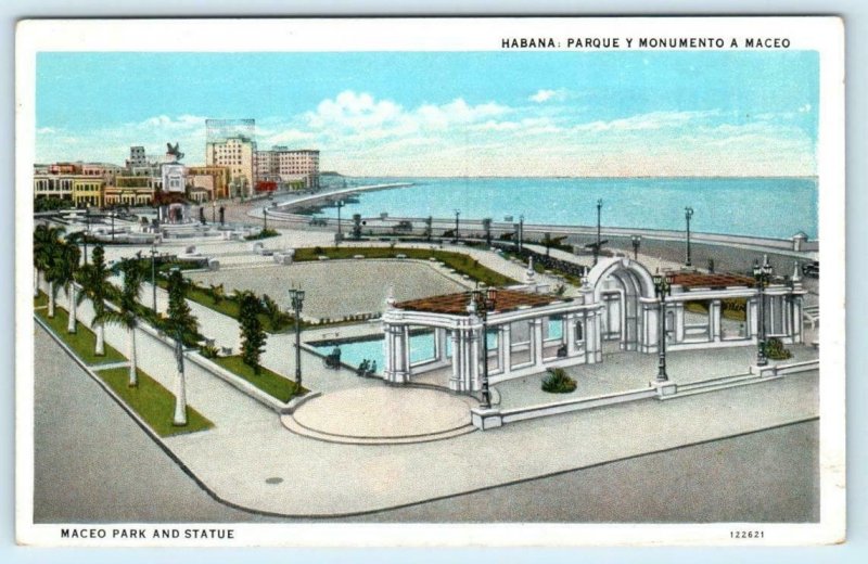 HAVANA, CUBA ~ Parque & Monumento MACEO PARK & MONUMENT c1920s-30s  Postcard