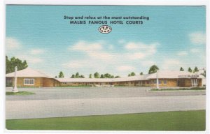 Malbis Hotel Courts Motel US30 Mobile Alabama linen postcard