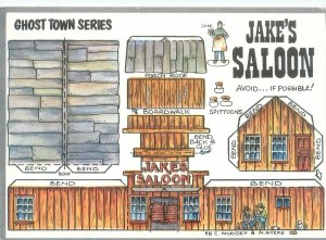 Fiddler's Green Fun Construction Postcard Jake's Saloon