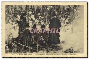 Old Postcard Polar polar ice To A halt in the forest with their missionary Ev...