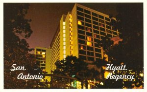 SAN ANTONIO, TX Texas  HYATT REGENCY~Night View  ROADSIDE 1984 Chrome Postcard