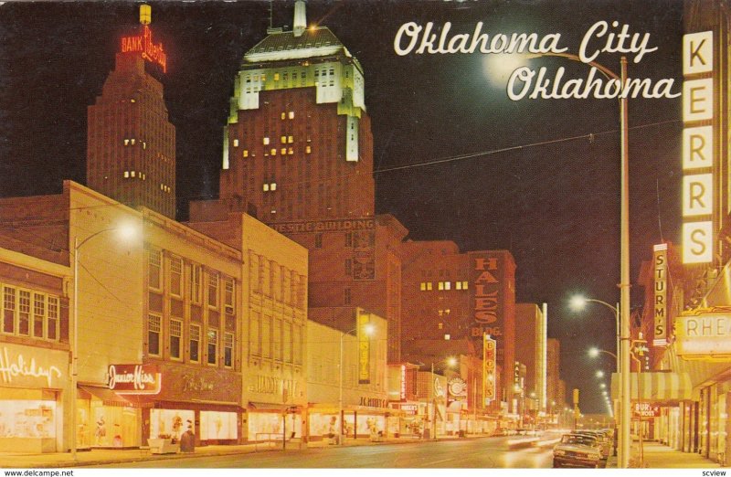 OKLAHOMA CITY , Oklahoma , 50-60s ; Main Street at night