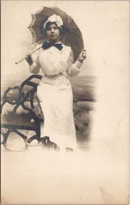 Wildwood NJ Sexy Edwardian Woman Tiny Waist Faux Beach Studio Prop Postcard Y18