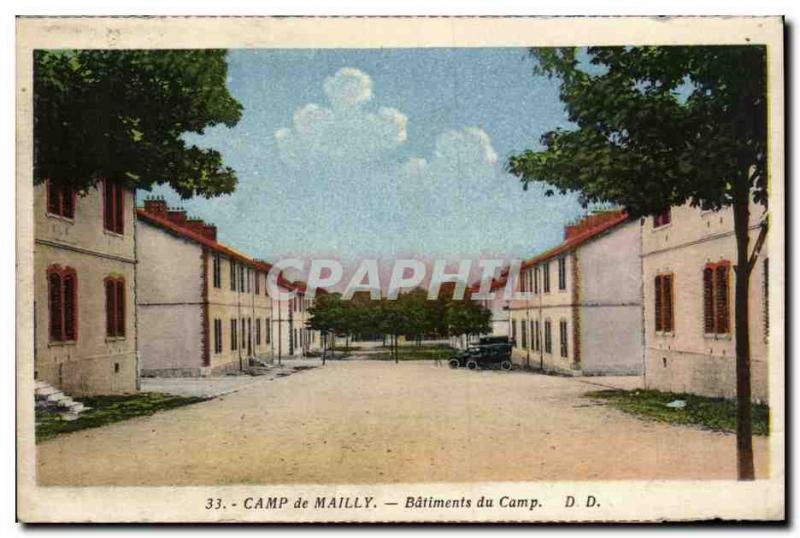 Old Postcard Militaria Camp of Mailly Camp Building