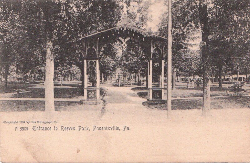 Postcard Entrance Reeves Park Phoenixville PA