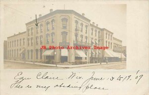 WI, Eau Claire, Wisconsin, RPPC, Eau Claire House, Business Section, 1907