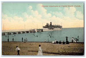 c1910 Bathing Scene, Steamer Americana at Crystal Beach Canada Postcard