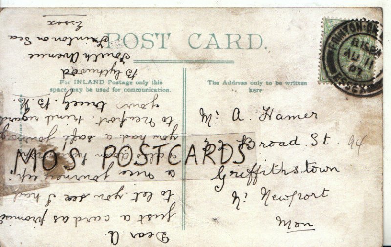Genealogy Postcard - Hamer - Griffithstown - Near Newport - Mon - Ref 9275A