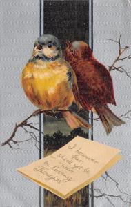 BB London~Fat Birds on Branch~However Far Yet Near~Silver Back~1910 Postcard