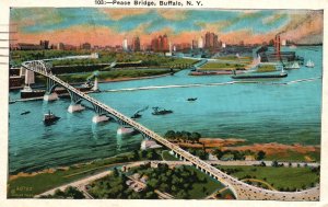 Vintage Postcard 1932 View of Peace Bridge Buffalo New York N. Y.