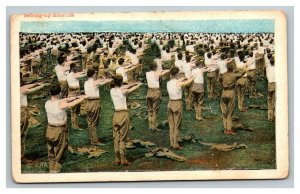 Vintage 1910's WW1 Military Postcard US Army Soldiers Exercising on the Base 
