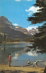 Two Medicine Lake, Glacier National Park, Mt. Sinopah MT c1950s Vintage Postcard