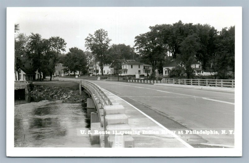 PHILADELPHIA NY US RT. 11 CROSSING INDIAN RIVER VINTAGE REAL PHOTO POSTCARD RPPC