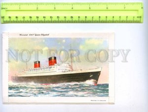 410115 CUNARD LINE ship liner Queen Elizabeth folding postcard