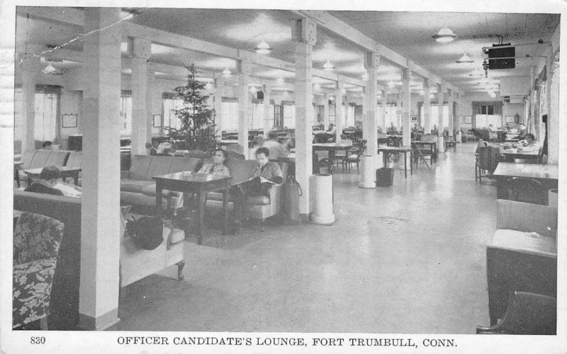 Officer Candidate's Lounge, Fort Trumbull, CT Maritime School 1945 Postcard