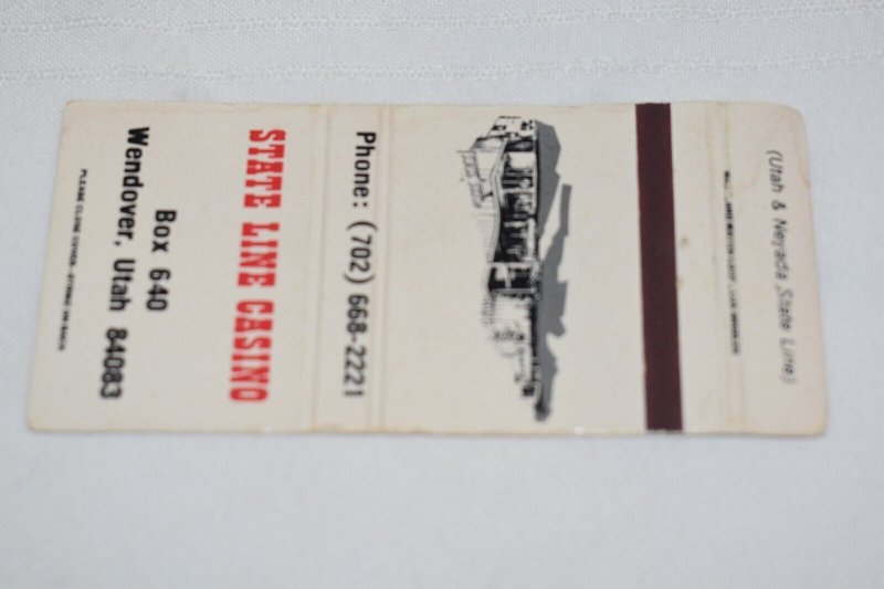 State Line Casino Wendover Utah 30 Strike Matchbook Cover