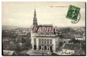 Old Postcard Sens Panoramic View of & # 39Eglise