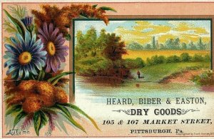 Heard Biber & Easton Dry Goods Lake Scene Rural Victorian Calling Card PGH PA 