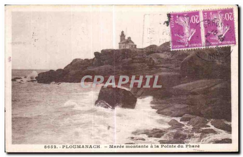 Old Postcard Ploumanac pm Maree Montante's Point Lighthouse