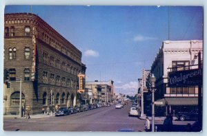 Boise Idaho ID Postcard Looking West Idaho Street Buildings Road 1960 Color Card