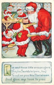 Whitney Postcard Nimble Nicks & Santa Claus In Christmas Workshop