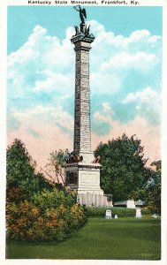 Vintage Postcard 1920's View of State Monument Frankfort Kentucky KY