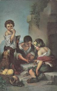 Stengel art postcard Bartolome Esteban Murillo children playing dice game