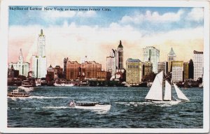 Skyline of Lower New York City Seen From Jersey City Vintage Postcard C073